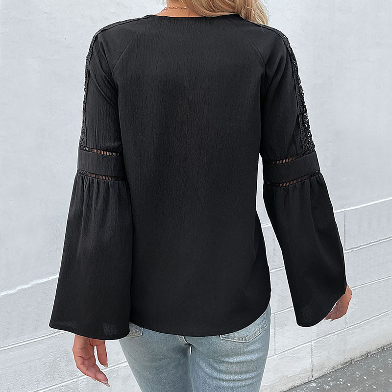 New Autumn New Women's Stitching Lace Shirt Women