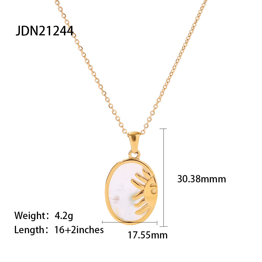 5pcs Niche Design Coin Round Brand Necklace Cold All Match Retro Temperament Personality Sweater Chain Female