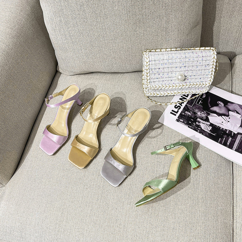 New Simple Sandals Women Spring And Summer Fashion New Stiletto Fairy Shoes With Skirt High Heels