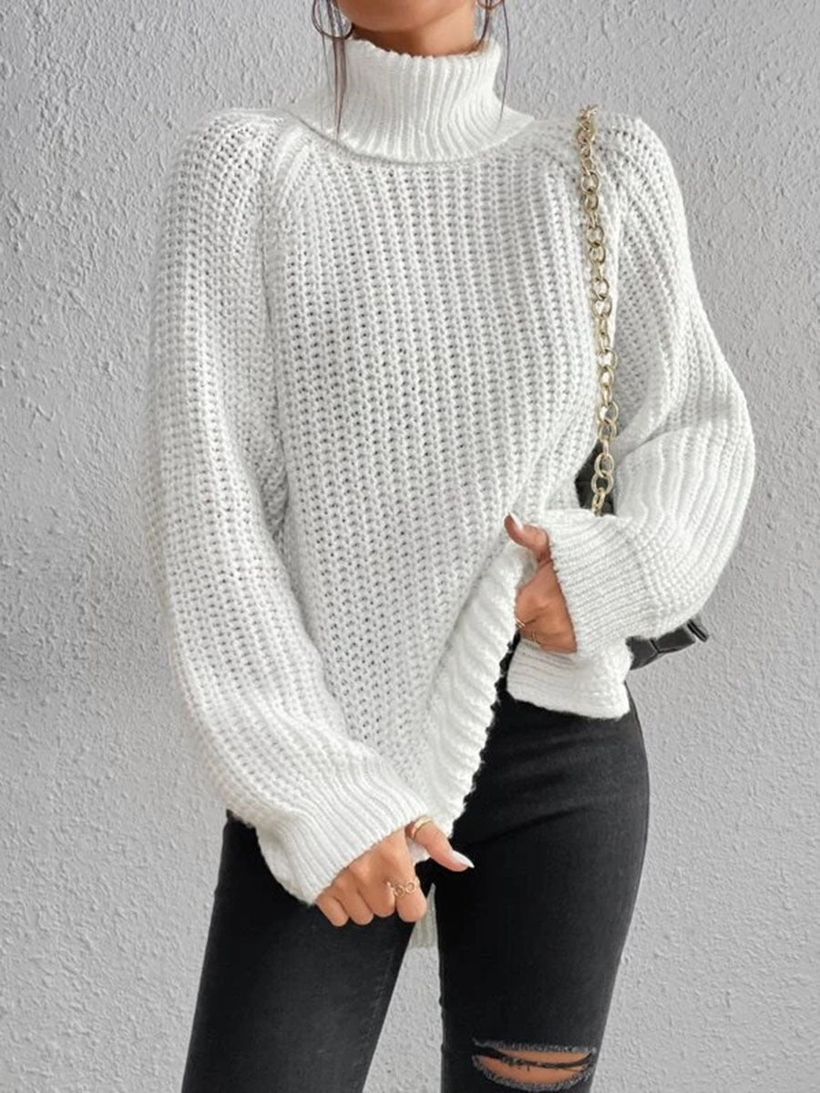 Autumn/Winter New Rotator Sleeve High-Lapel Mid-Length Sweater Dress