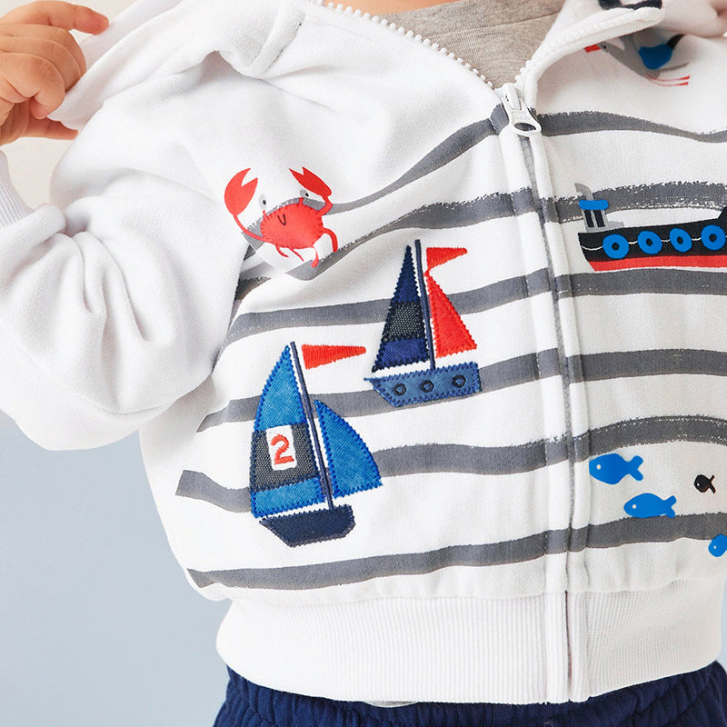 Boys Hoodie Set Autumn Long-Sleeved Hooded Children's Set Pure Cotton Two-Piece