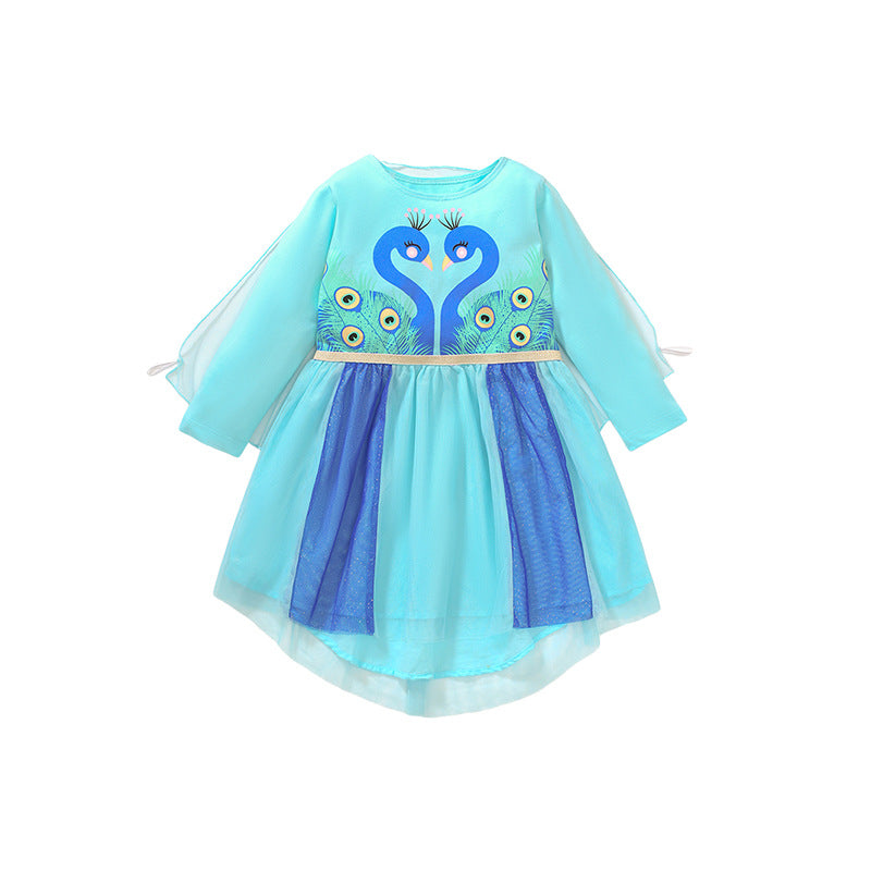 Children's Skirt Pure Cotton Gauze Princess Dress Autumn New Girls Long-Sleeved Dress