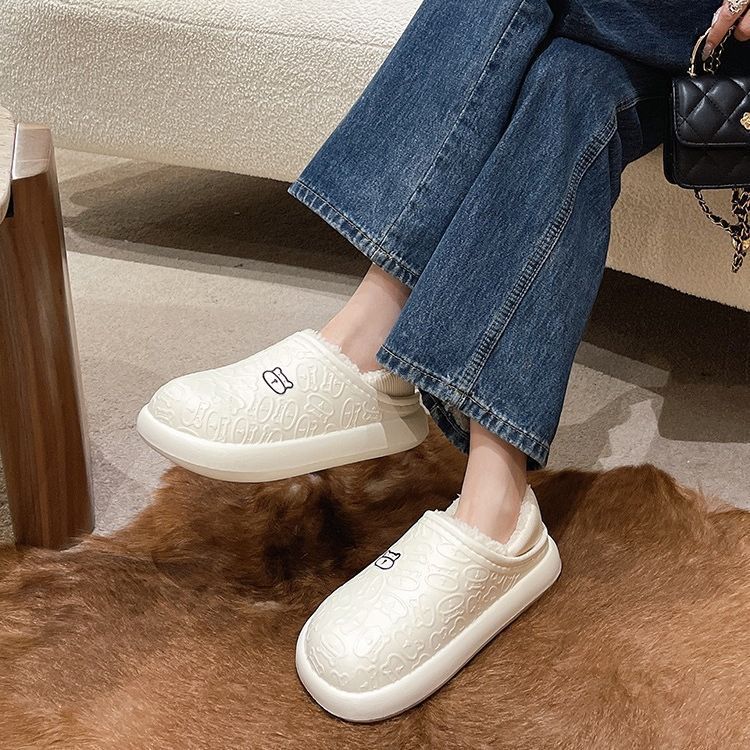 Indoor Winter Home Warm Non-Slip And Waterproof Month Thick Household Couple Cotton Drag Slippers