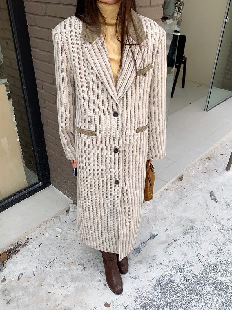 Cotton Thickened Coat Senior Sense Long Trench Coat Female
