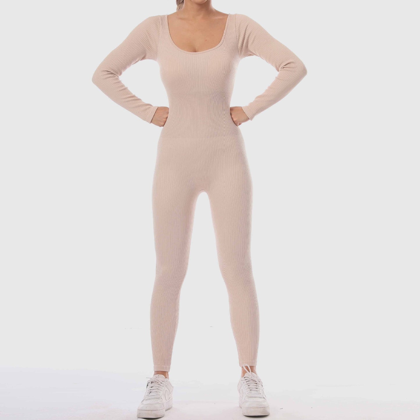 New One-Piece Long Sleeve Quick Dry Sports Seamless Yoga Jumpsuit Body-Tight Bodybuilding One-Piece Yoga Suit Women