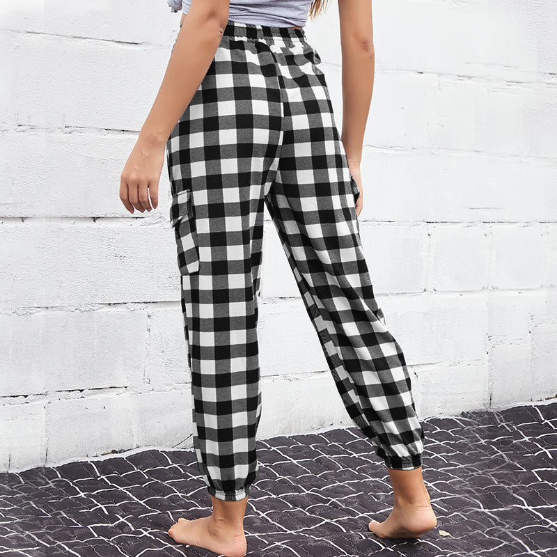 Plaid Casual Pants Women's Pants Small Foot Pants Pencil Pants Fashion High-Waisted Slim-Fit Pants Nine Point Pants