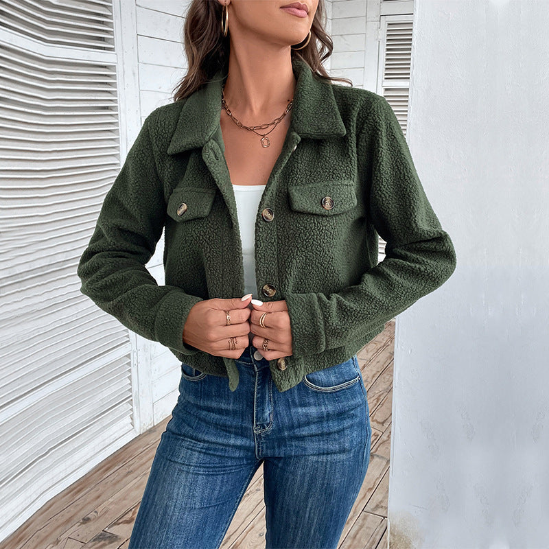 Autumn New Women's Solid Color Fleece Coat