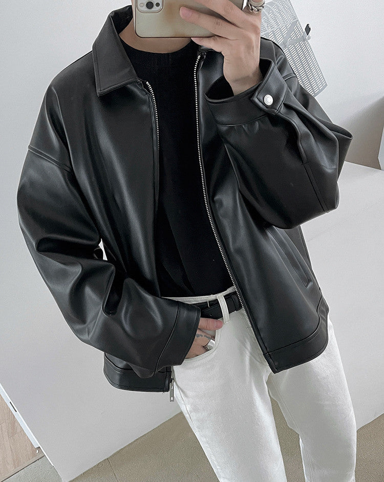 Leather Coat Men Spring New Autumn Pu Leather Casual Baseball Jacket Motorcycle Jacket