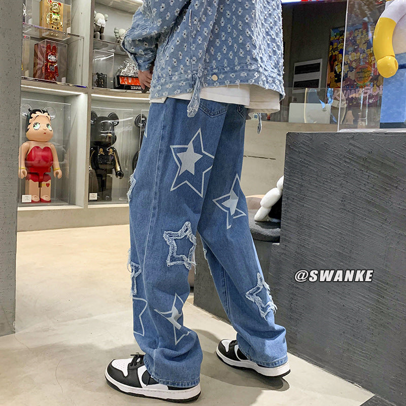 Baggy Print Jeans - Star Z