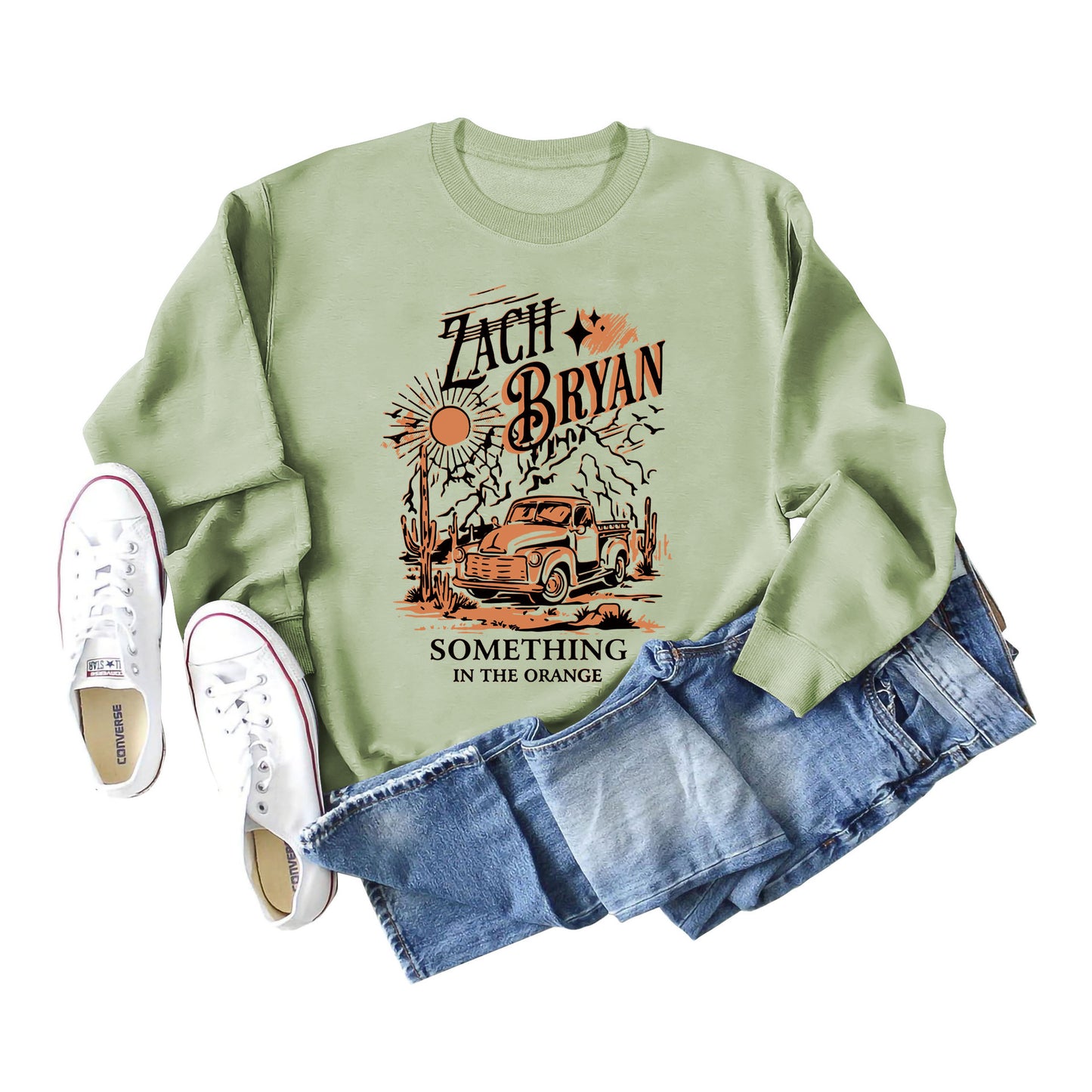 Zach Bryan Something Letter Sun Casual Long Sleeved Hoodie Woman
