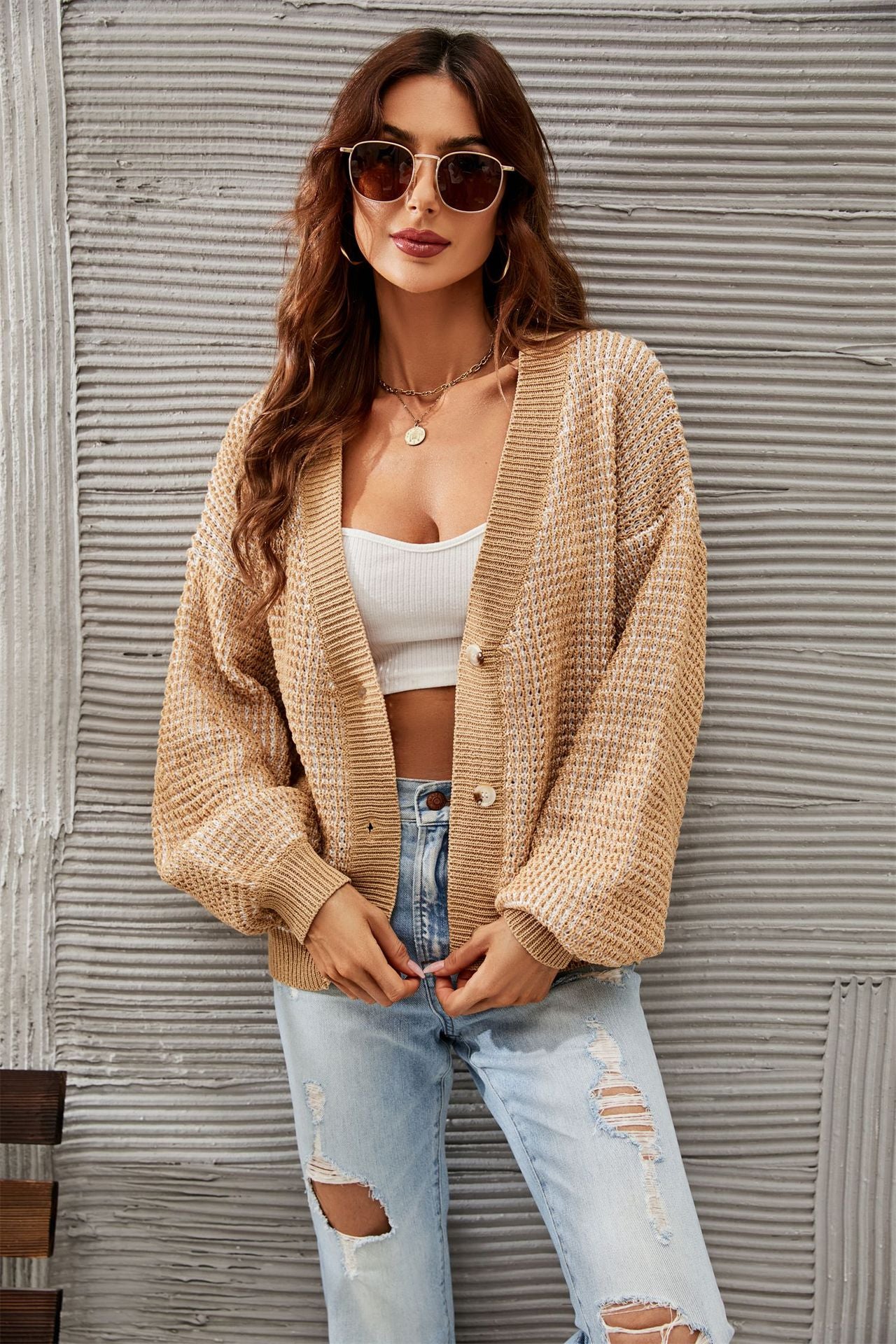 New Women's Knitwear Large Size Button Sweater Short Cardigan Autumn And Winter Knitted Coat