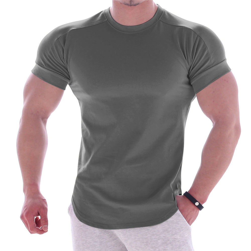 Fitness Tights Men's Sports T-Shirt Quick Drying Clothes Summer Running Round Neck Basketball Training Clothes Elastic Short Sleeve
