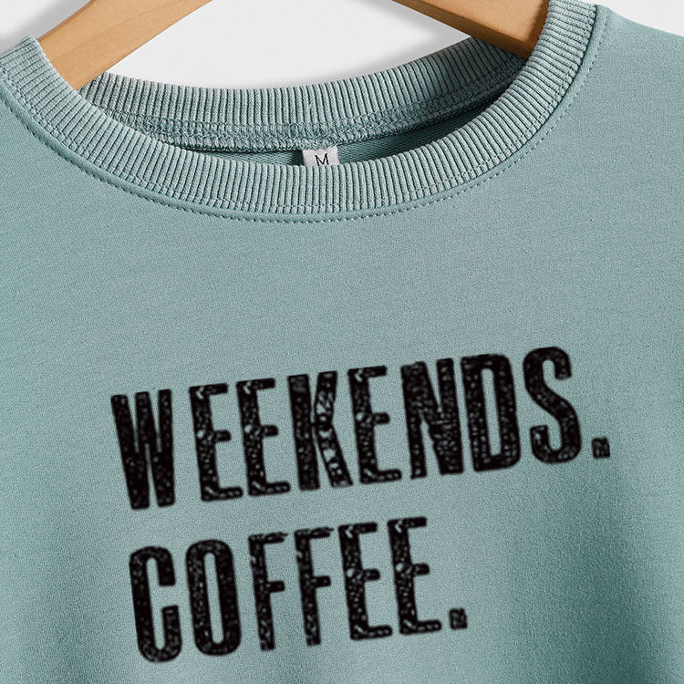 Weekends Coffee Baseball Fashion Letter Loose Long-Sleeved Hoodie