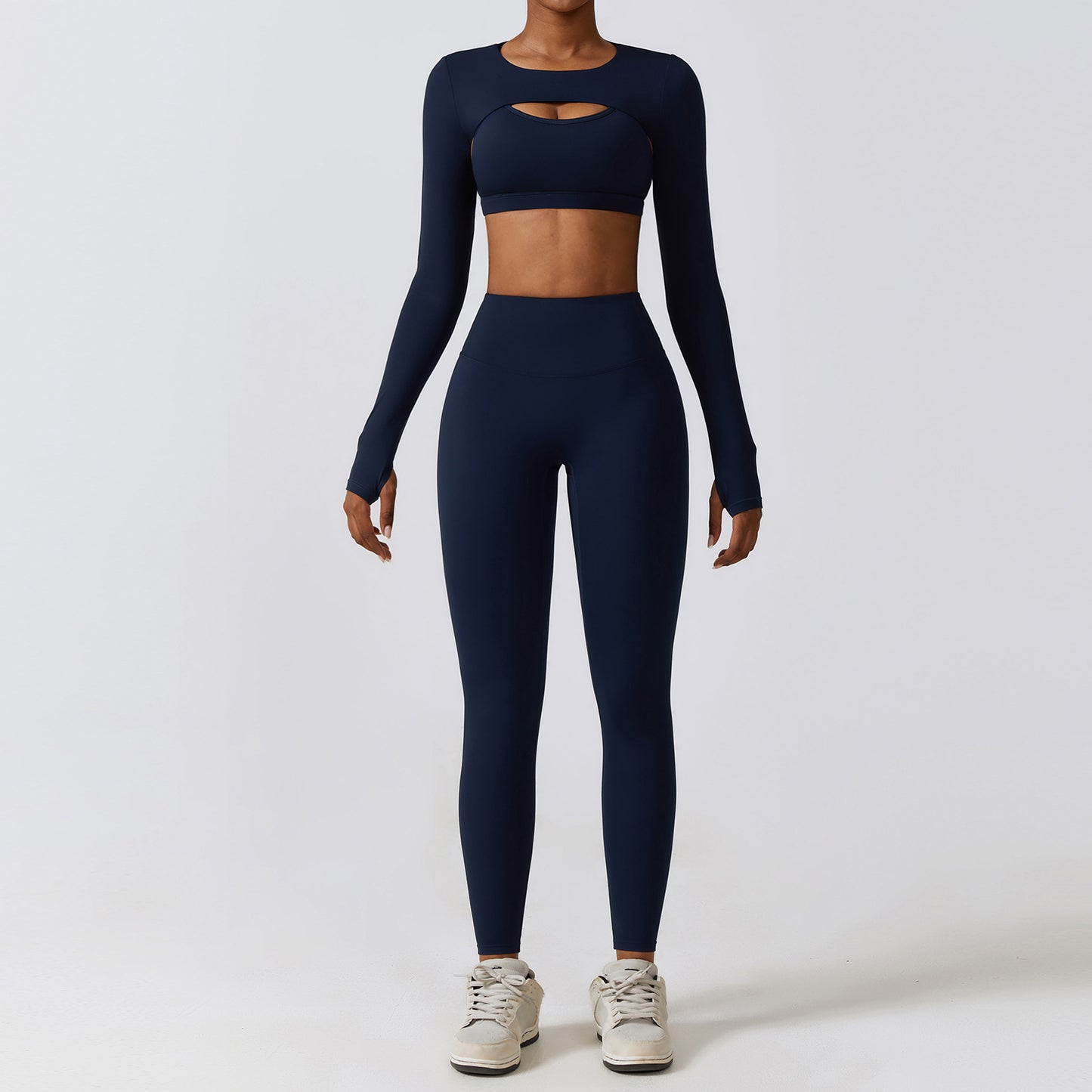 Autumn And Winter Tight Yoga Clothing Naked Sense Quick Drying Sports Set Slim Fitness Clothing Three Sets