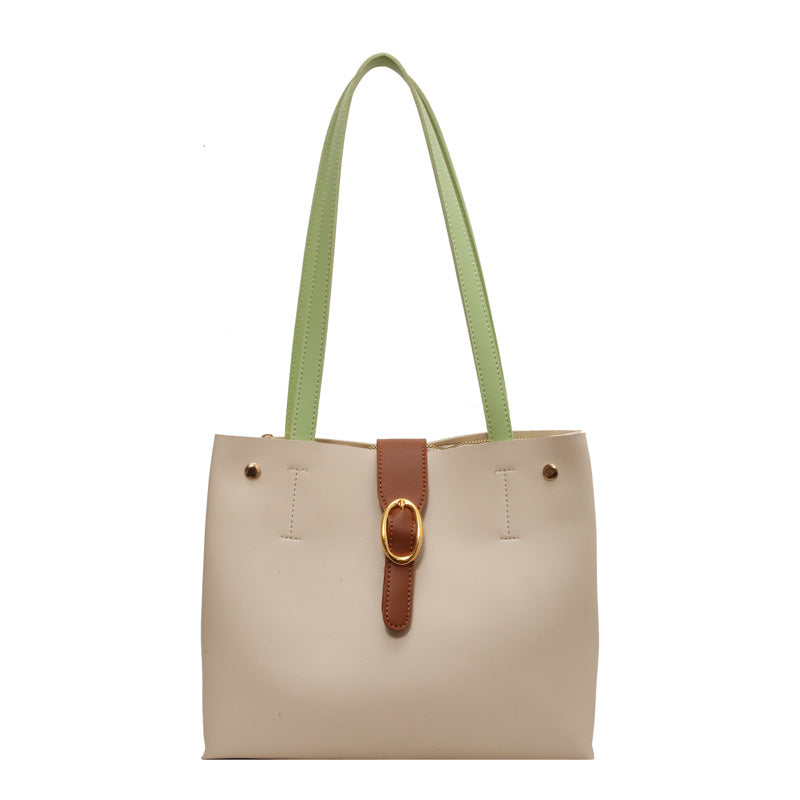 Large Capacity Bag Female New Fashion All-In-One Shoulder Bag Leisure College Students Class Bag Commuting Tote Bag