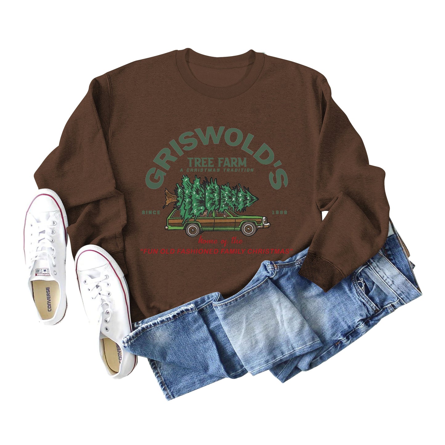 Griswold's Christmas Tree Letter Round Neck Long Sleeve Christmas Plus Size Women's Hoodie