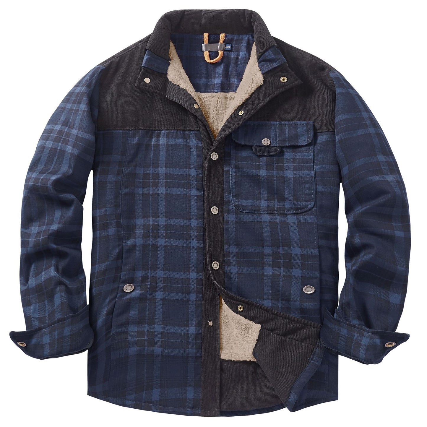 Men's Coat Plaid Shirt Plus Fleece Large Size Winter Windproof Warm Hooded Cotton Jacket