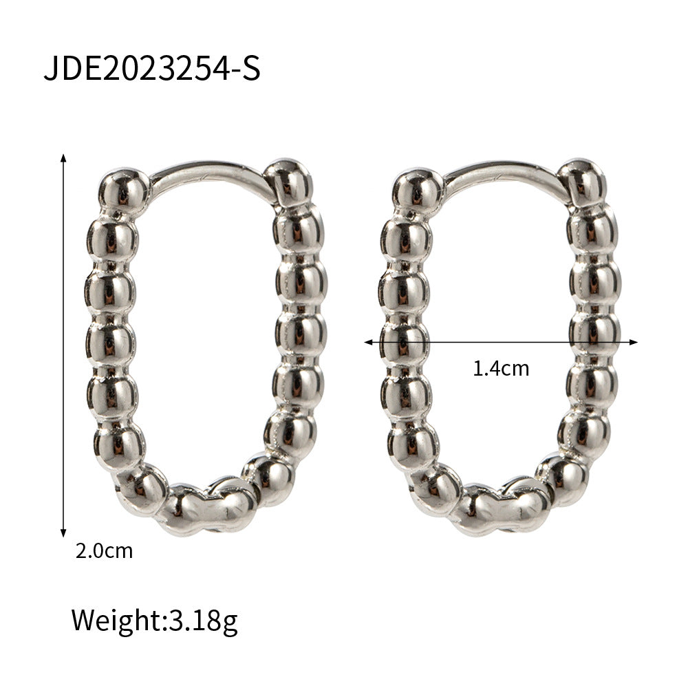 5pcs Women's Titanium Steel Earrings 18K Gold Stainless Steel Round Bead Earrings Jewelry Fashion All New Styles