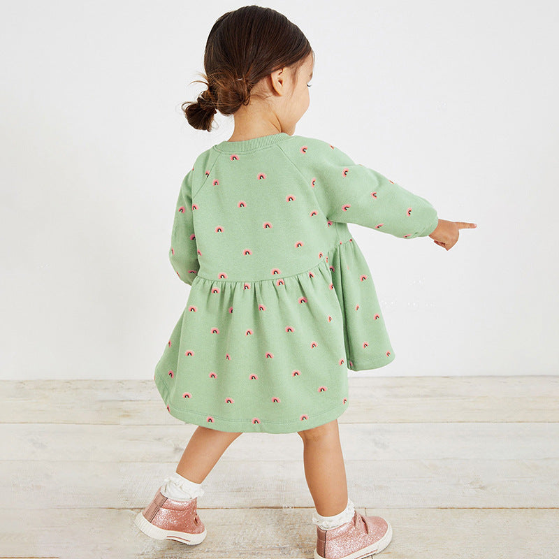 Autumn Girls Skirt Pure Cotton Princess Skirt Home Casual Long-Sleeved Children's Dress