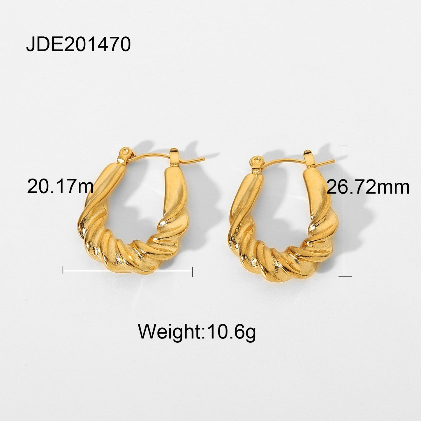 5pcs New Chunky Twist Croissant Stud Earrings 18 Gold-Plated Stainless Steel Ring Earrings For Women