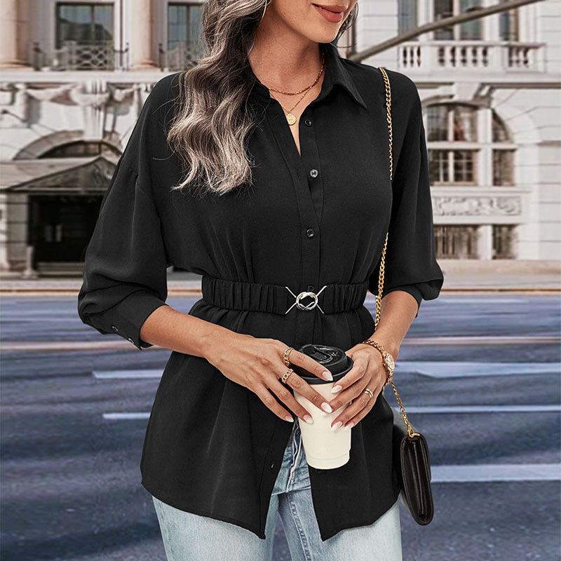 New Coat Long Long-Sleeved Black Shirt