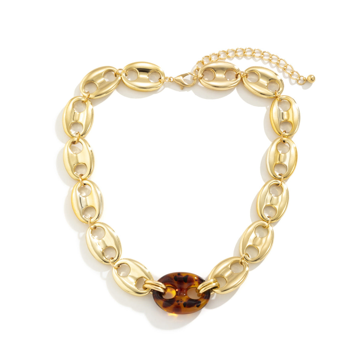 5 pcs Retro Exaggerated Acrylic Pig Nose Buckle Necklace Female Personality Retro Texture Single Layer Collar