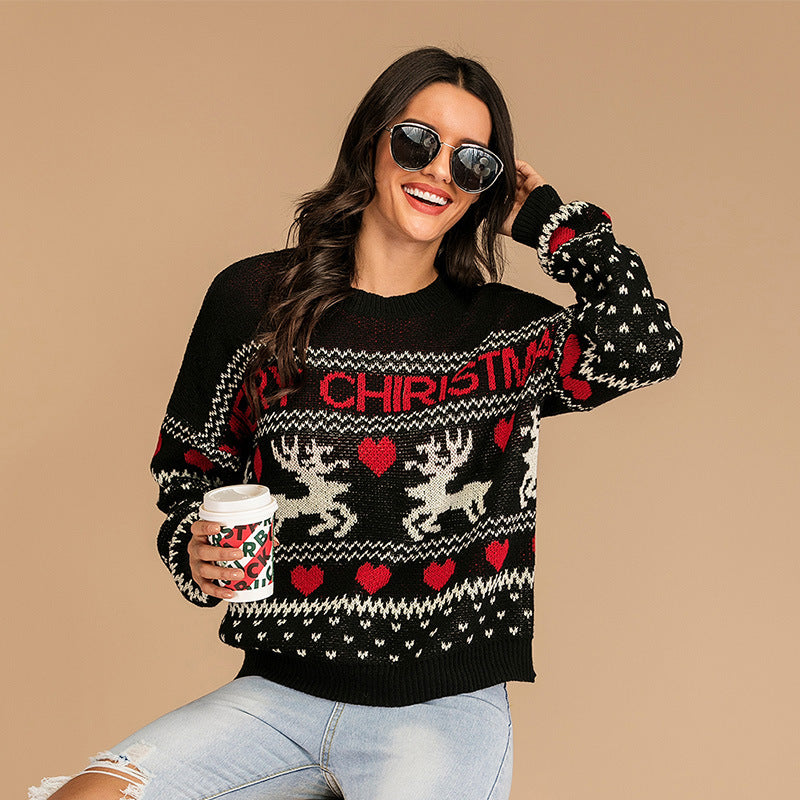 Autumn Round Neck Casual Long-Sleeved Bottom Knit Christmas Sweater