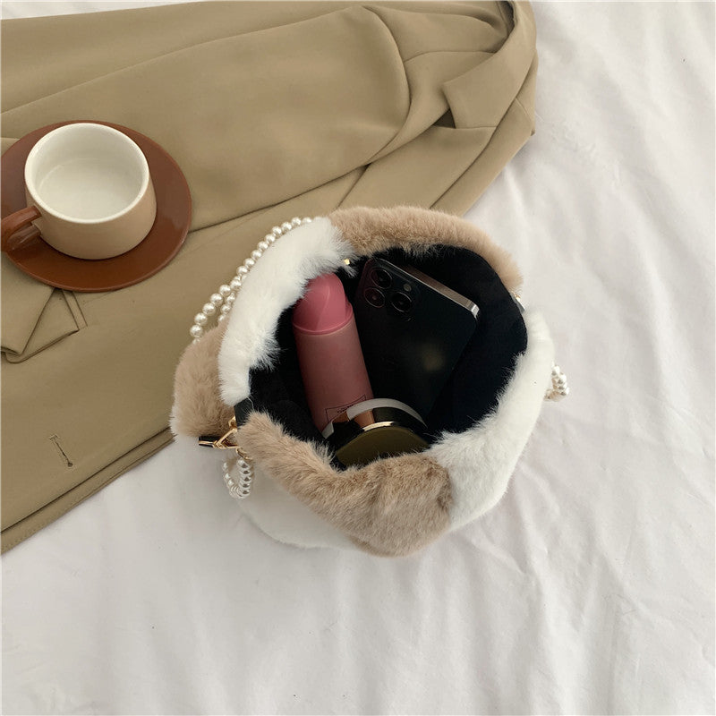 New Matching Color Imitation Mink Plush Lady Handbag Version Of Fashion Simple Lady Small Bag Fur Bag