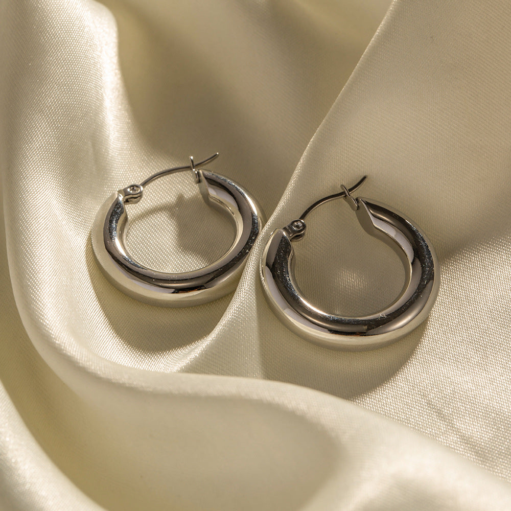 5pcs Circles Do Not Fade Earrings Style Exaggerated Personality Light Luxury Simple Earrings Stainless Steel Earrings For Women