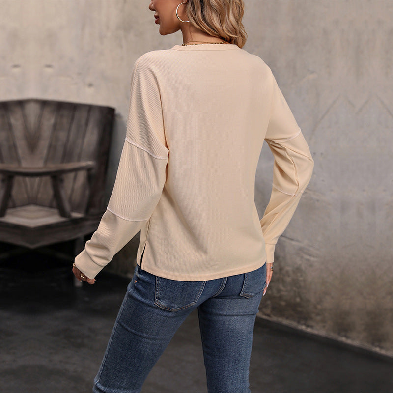 Autumn New Women's Long Sleeve Solid Color Sweater Blouse