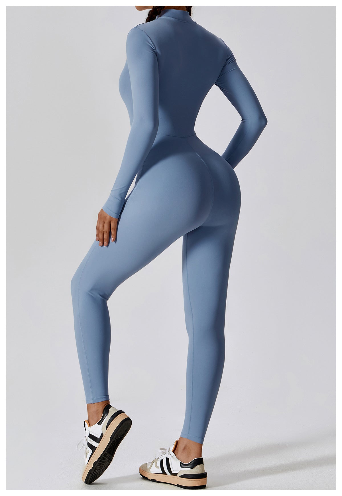Zipper Naked Long Sleeve Yoga Jumpsuit High Intensity Fitness Sports Bodysuit