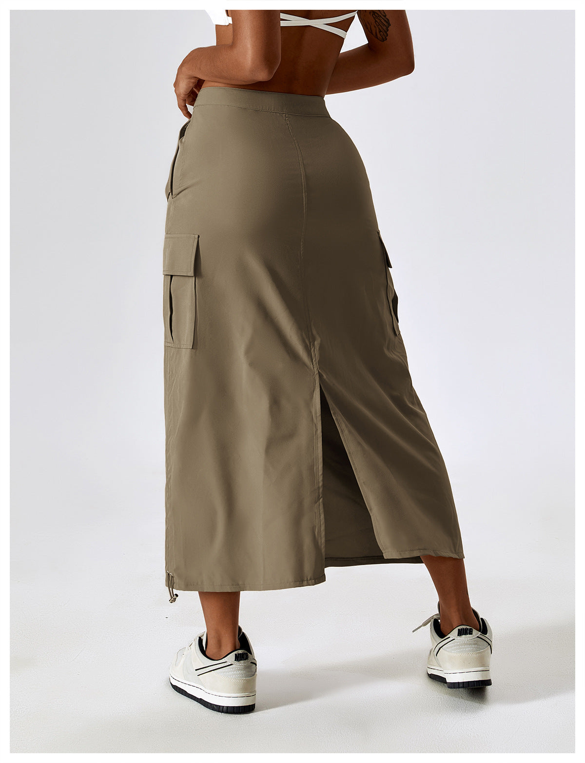 Vintage Cargo Skirt Waist Sports Casual Skirt Mid-Length Cargo Pocket Skirt