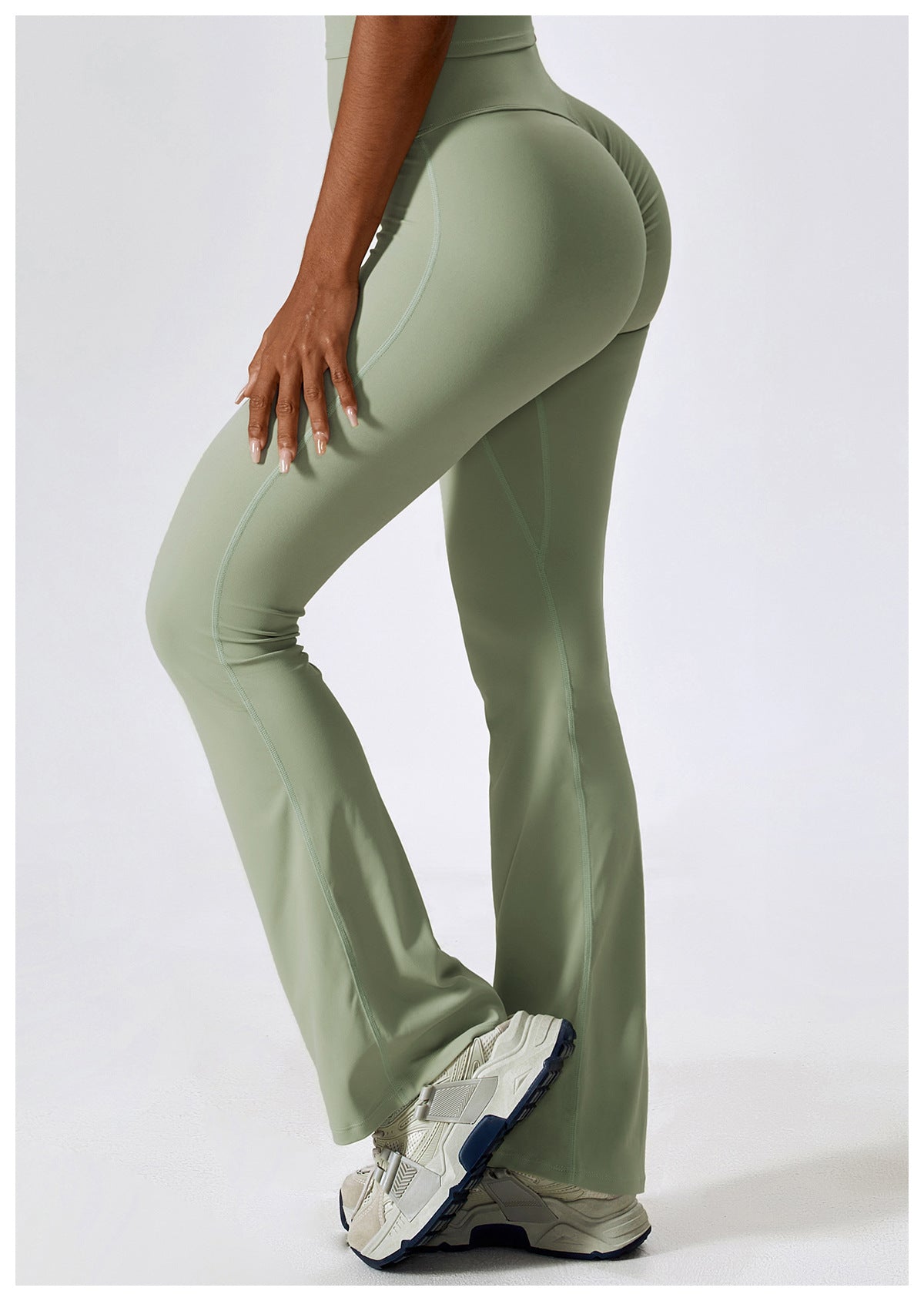 Wide Leg Tight Naked Hip Lift Yoga Flare Pants Dance High Waist Micro Casual Sports Pants