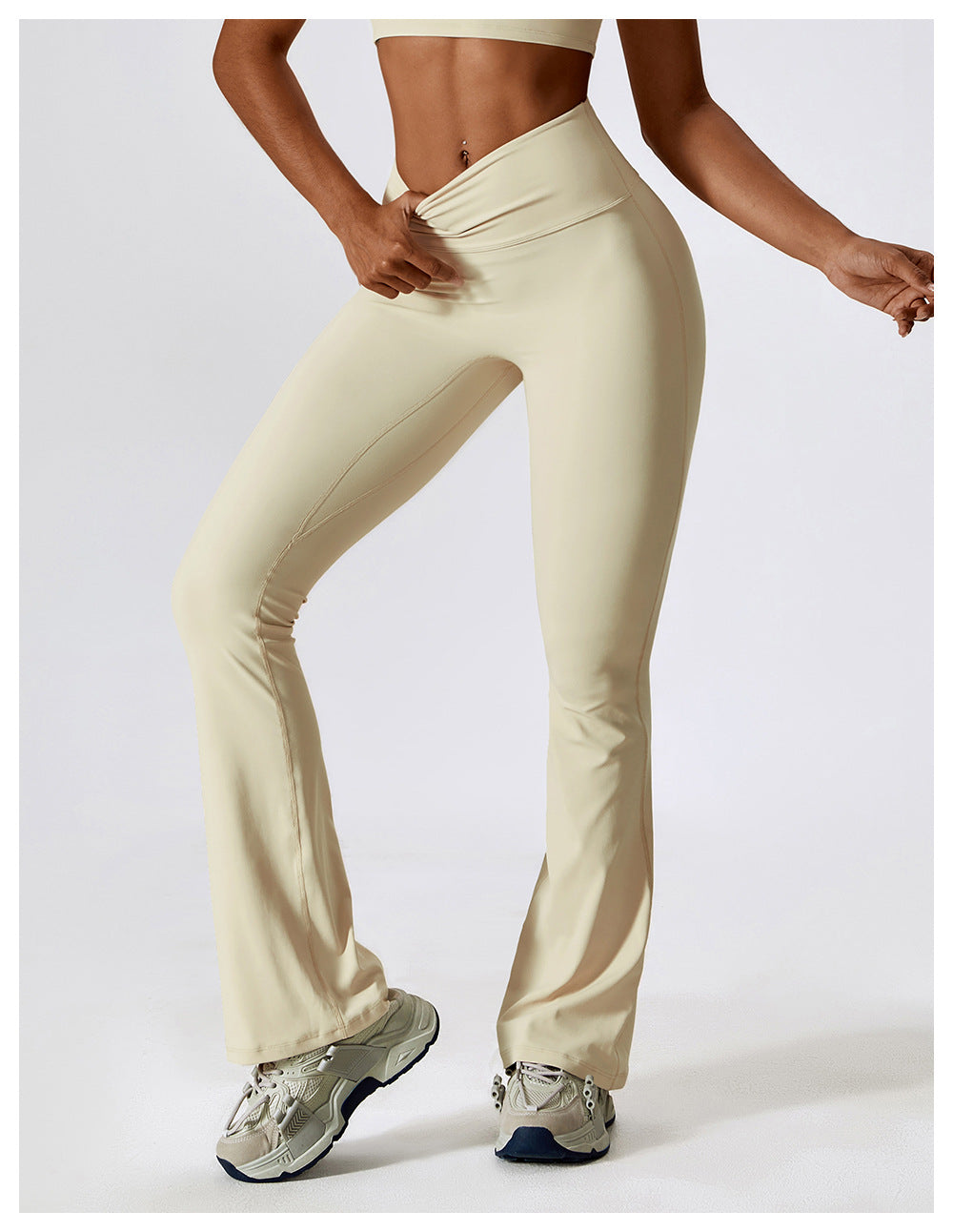 Wide Leg Tight Naked Hip Lift Yoga Flare Pants Dance High Waist Micro Casual Sports Pants