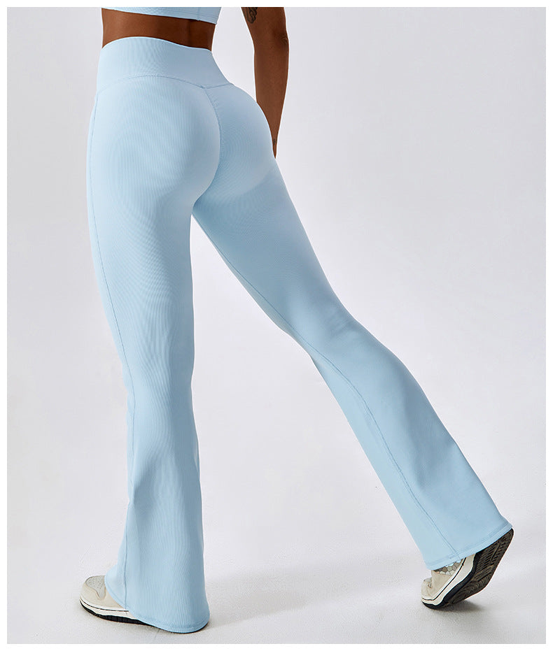 Cross High Waist Yoga Flare Pants Women Dance Sports Wide Leg Pants Casual Hip Lift Fitness Micro Cropped Pants