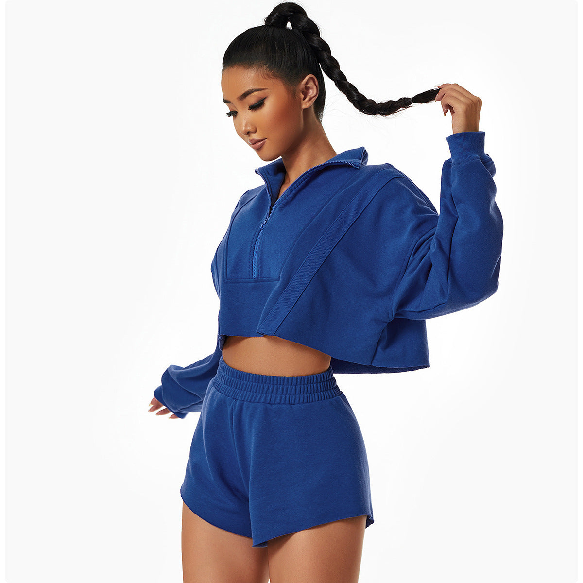 Long Sleeved Sports Hoodie Loose Fashion Stand-Up Collar Zipper Top Wear Gym Training Casual Outdoor Hoodie