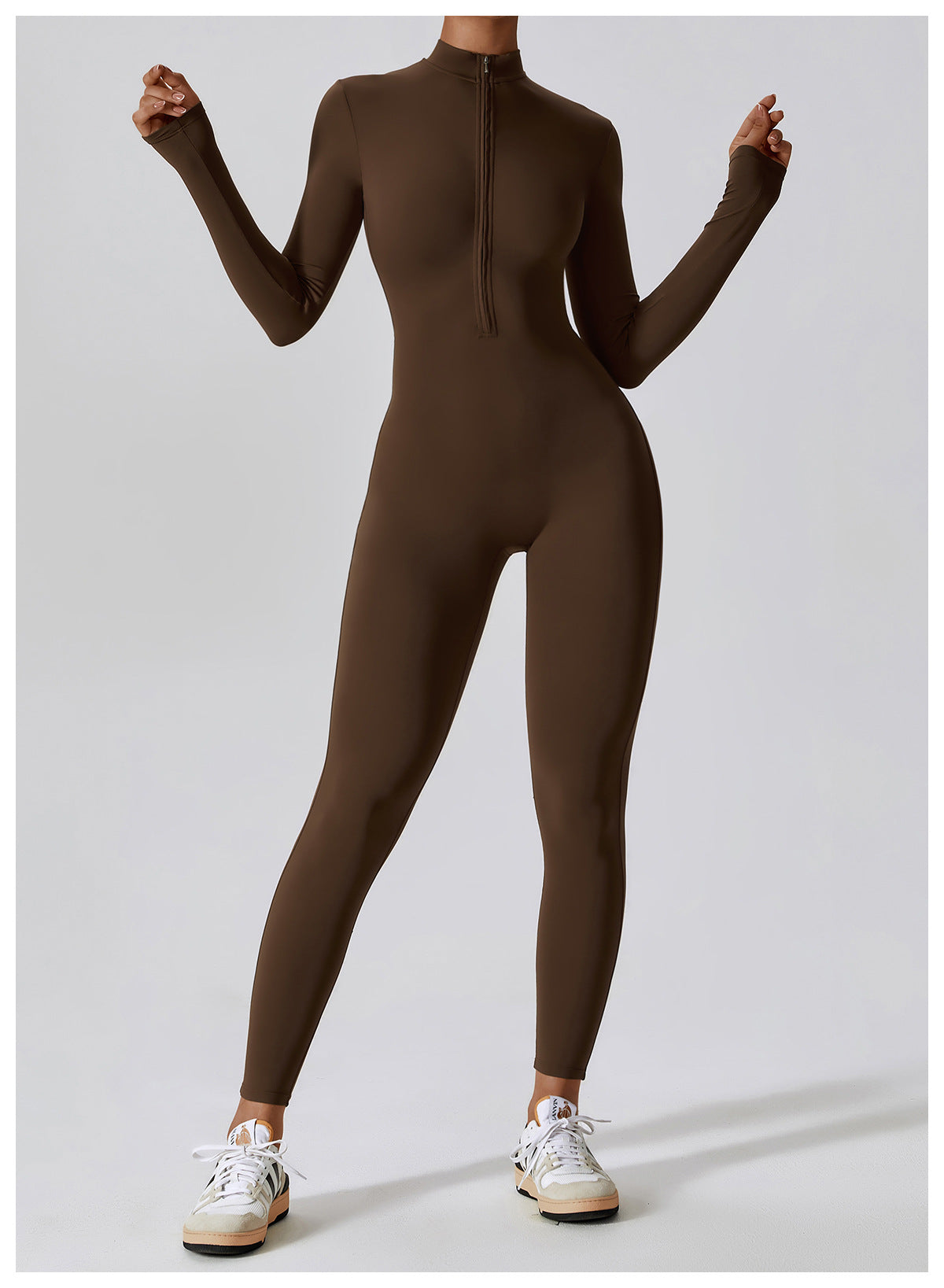Zipper Naked Long Sleeve Yoga Jumpsuit High Intensity Fitness Sports Bodysuit