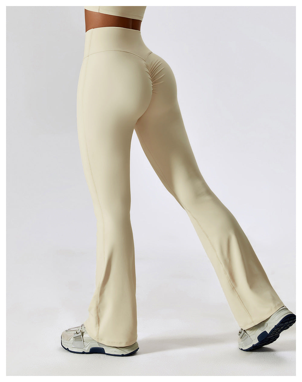 Wide Leg Tight Naked Hip Lift Yoga Flare Pants Dance High Waist Micro Casual Sports Pants