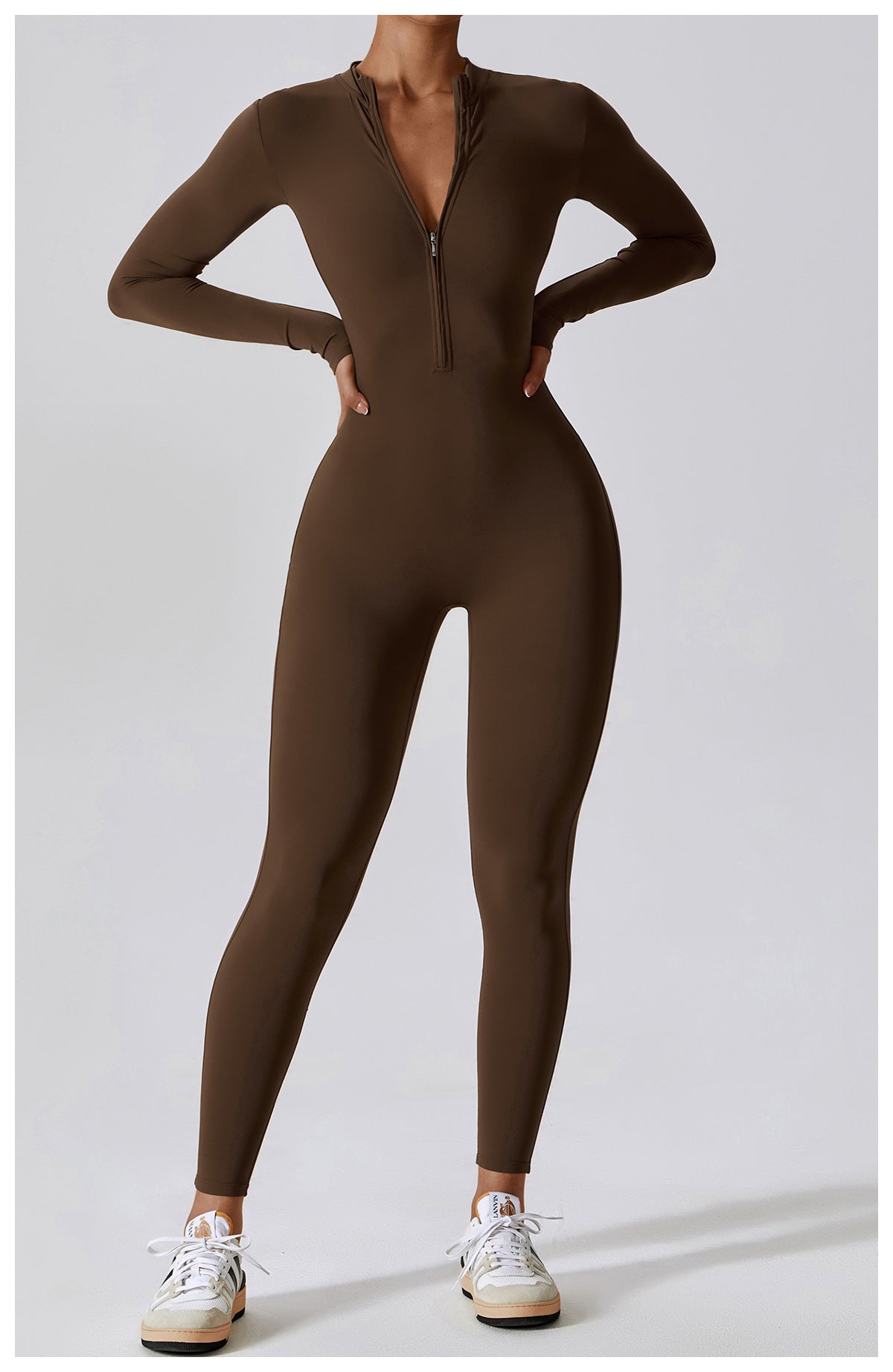 Zipper Naked Long Sleeve Yoga Jumpsuit High Intensity Fitness Sports Bodysuit