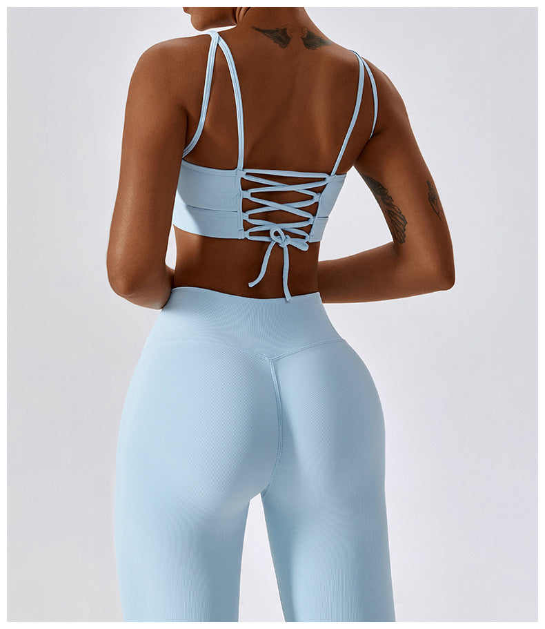 Zectron Thread Abdominal High Waist Beauty Back Yoga Set Quick Dry Gathering Hip Lift Tight Fitness Sports Set