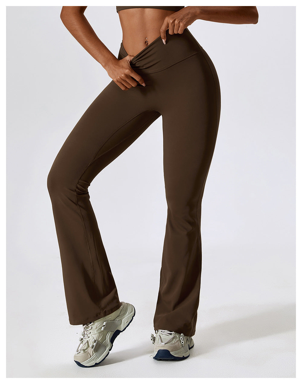 Wide Leg Tight Naked Hip Lift Yoga Flare Pants Dance High Waist Micro Casual Sports Pants