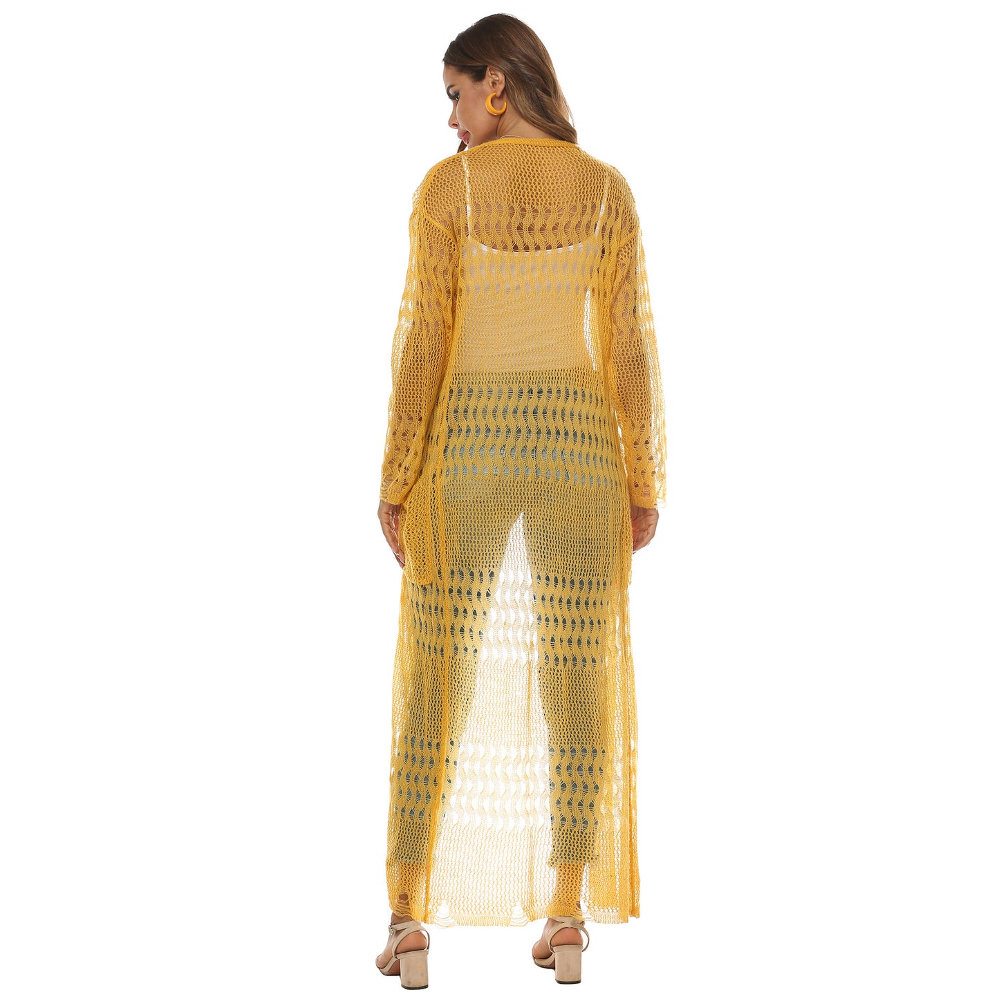 Women's Knitted Sweater Large Pocket Long Cardigan Casual Coat Multi-Color
