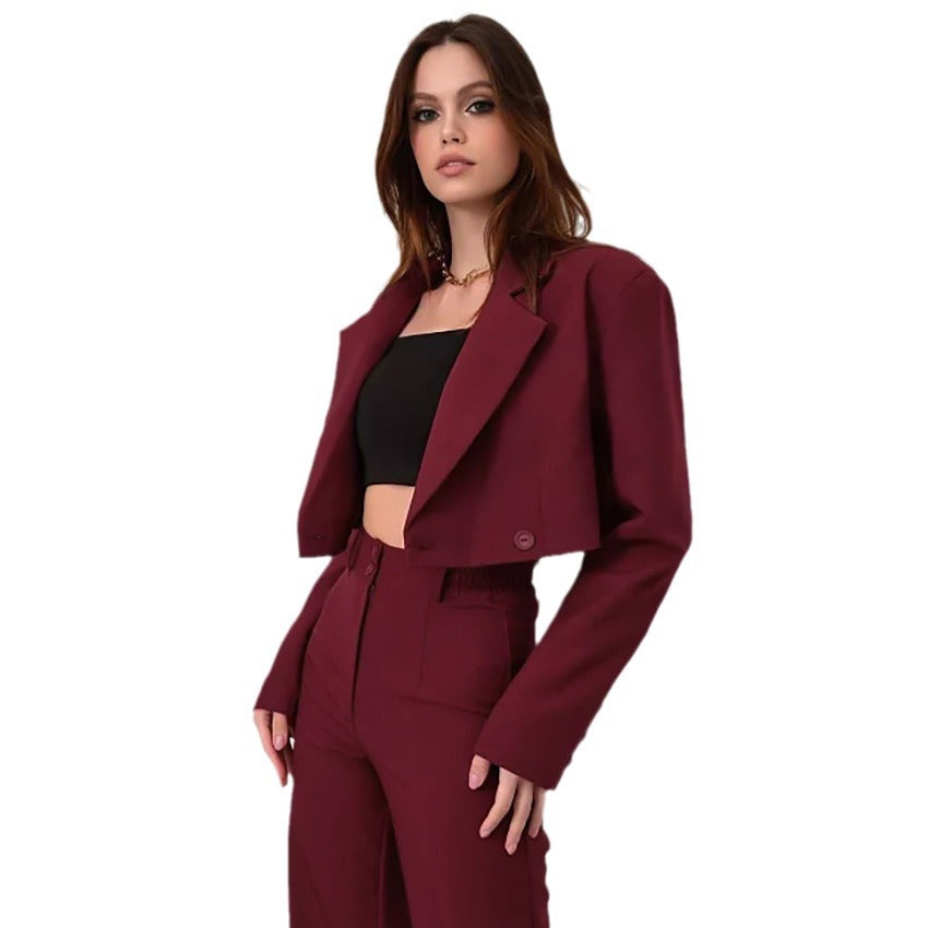 Fashion Commuter Small Suit High-Waisted Wide-Leg Pants Two-Piece Suit New Autumn And Winter Women's Wear