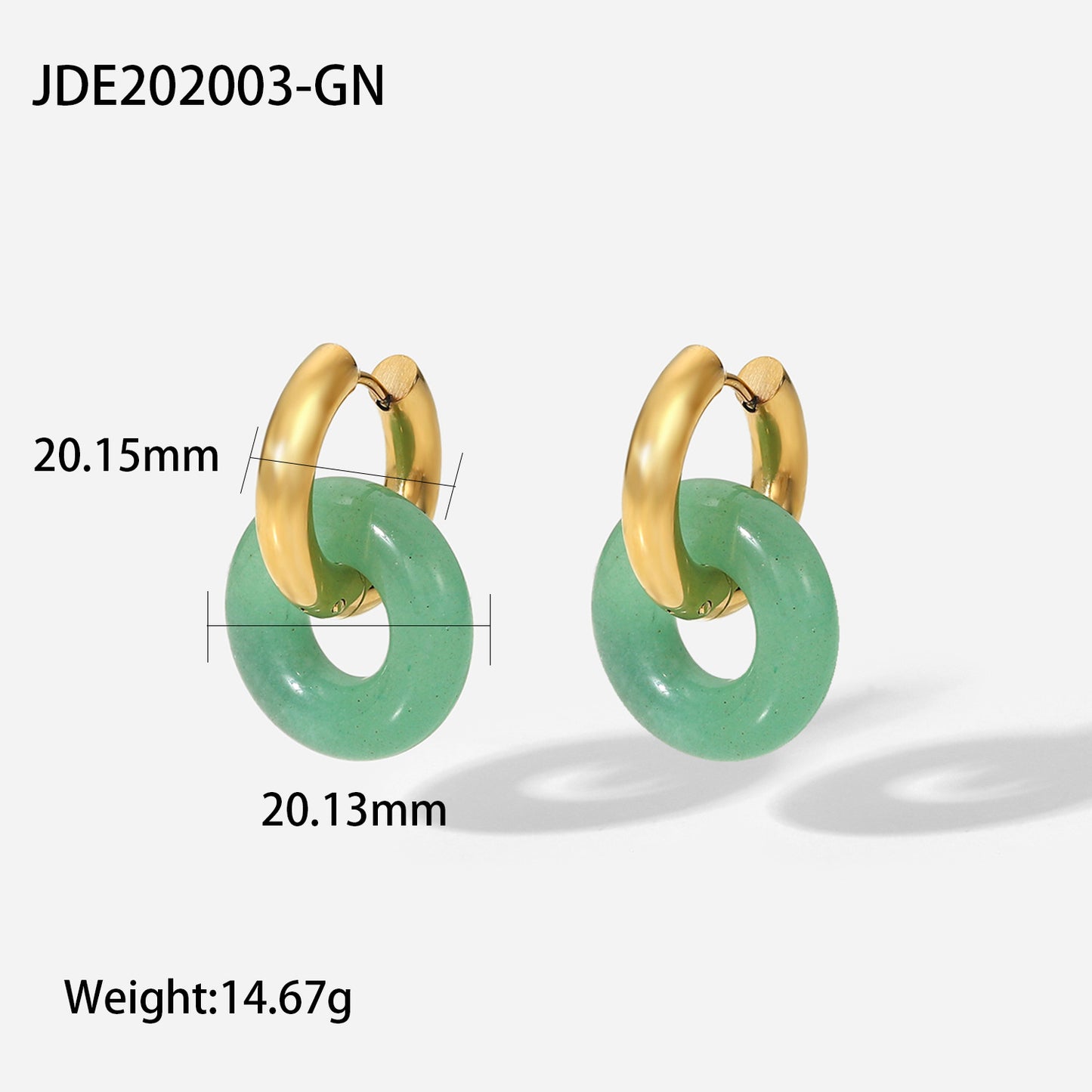 5pcs New Fashion Vintage Natural Stone Ring Earrings 14K Gold Plated Stainless Steel Earrings Style Earrings For Women