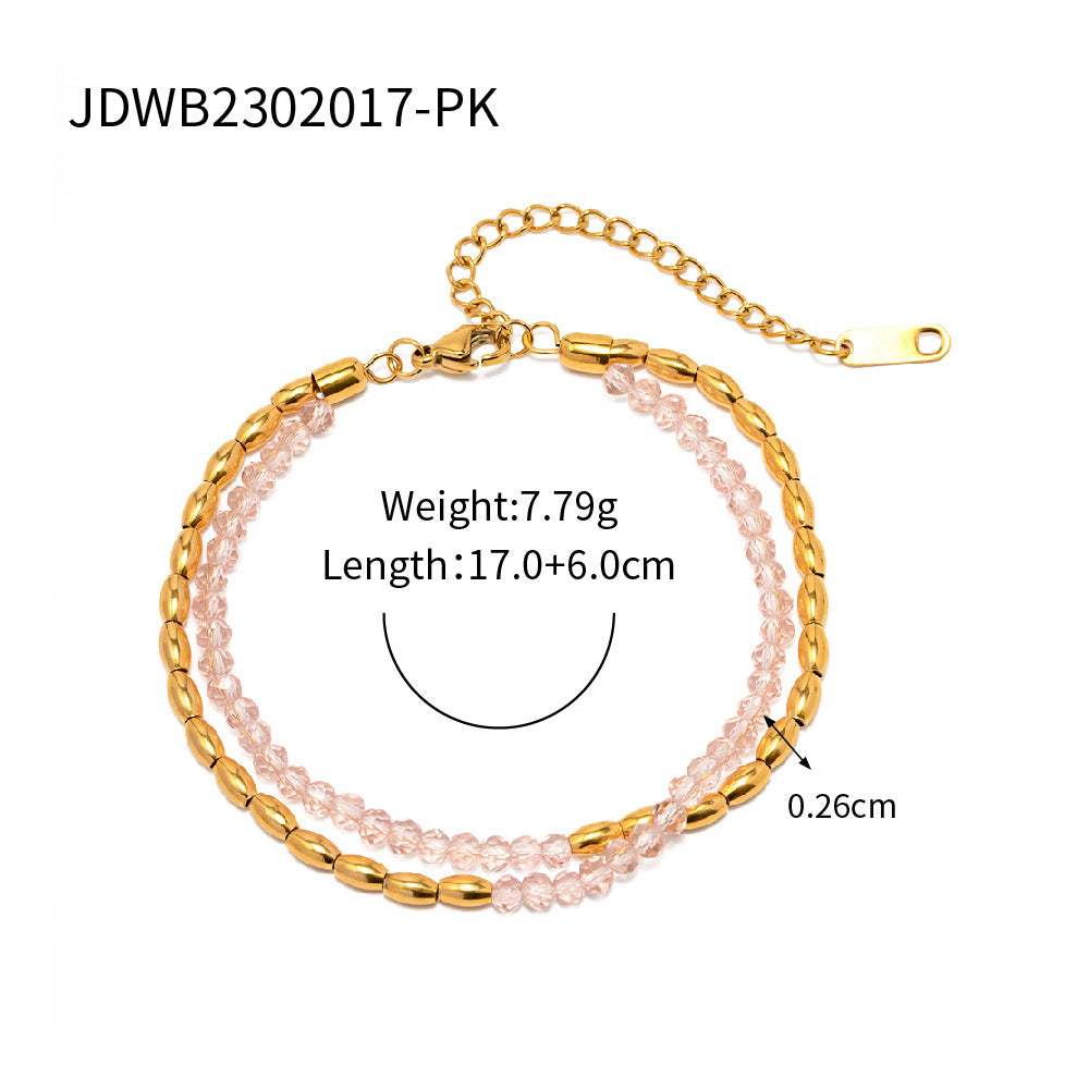 5pcs Fresh Summer Titanium Steel Necklace Women's Senior Sense Does Not Fade Color Minority Ethnic Beaded Necklace Jewelry