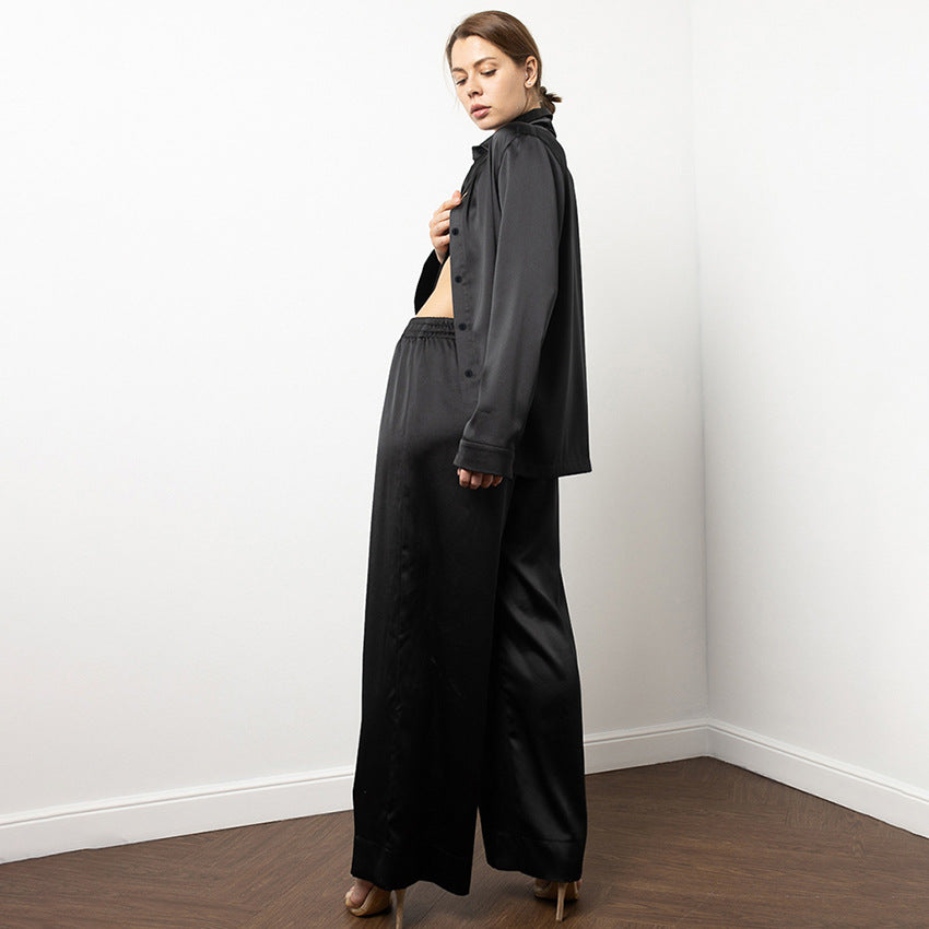 Lapel Long Sleeve High Waist Wide Leg Pants Two-Piece Suit Autumn And Winter New Fashion Woman
