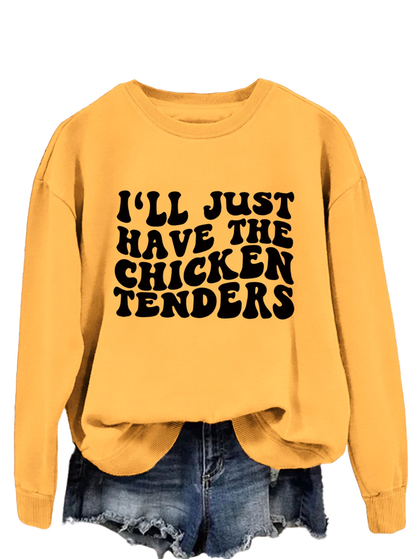 I'LL Just Have The Chicken. Women's Crew-Neck Long-Sleeved Loose-Fitting Hoodie