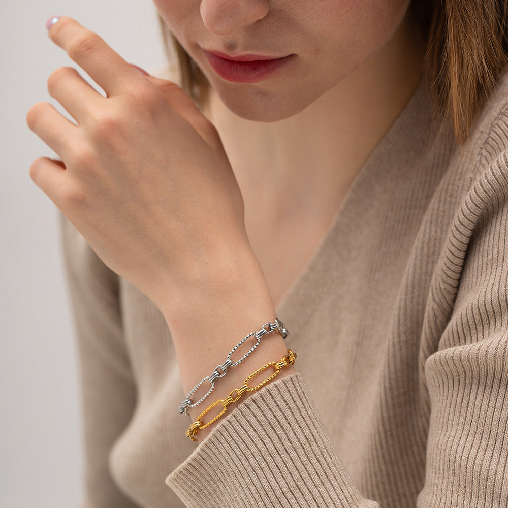 5pcs New Titanium Steel Bracelet 18K Long Hollow Woven Stainless Steel Bracelet Does Not Fade Jewelry