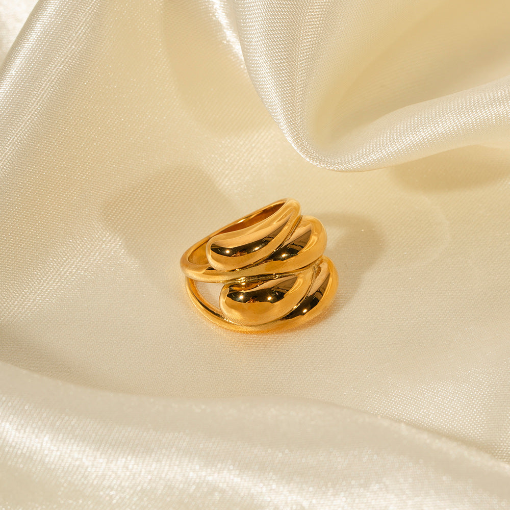 5pcs 18K Gold Stainless Steel Drop Ring Fashion Ring Premium Ring Simple Fashion Couple Premium Sense
