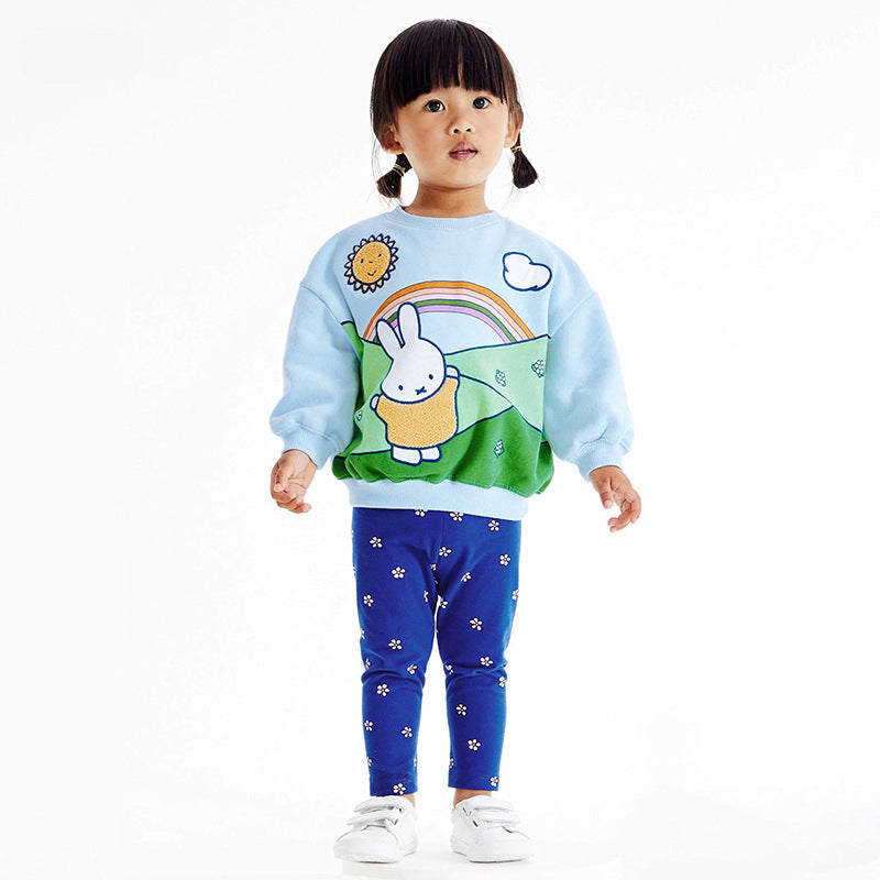 Girls Hoodie Long Sleeve Set Autumn Children's Cotton Set In The Little Child Pants Set